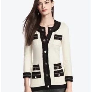 White House Black Market Contrast Sweater Jacket